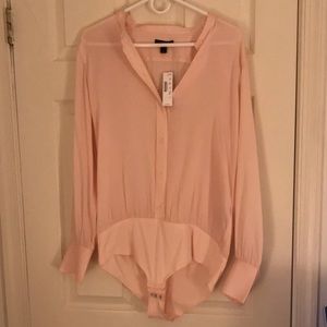 Light pink dress shirt body suit